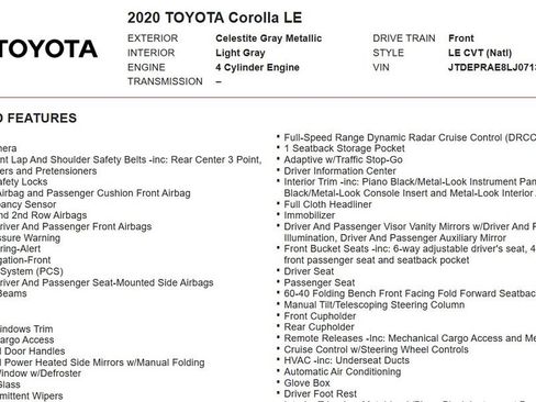 Used 2020 Toyota Corolla LE FWD image 13