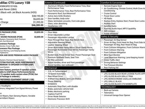 Used 2023 Cadillac CT5 Luxury w/ LPO, ONYX Package image 6