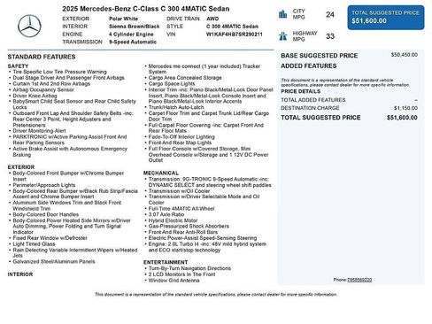 Used 2025 Mercedes-Benz C 300 4MATIC Sedan image 2