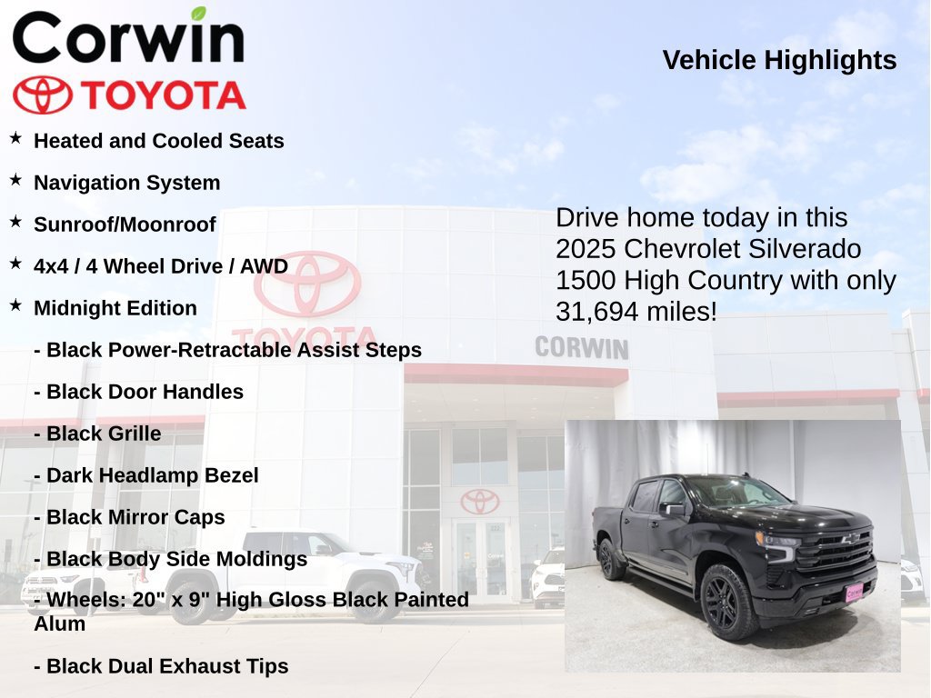 Used 2025 Chevrolet Silverado 1500 High Country w/ Midnight Edition AWD/4WD image 7