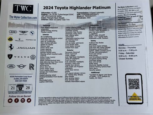 Used 2024 Toyota Highlander Platinum AWD/4WD image 48
