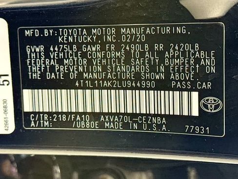 Used 2020 Toyota Camry LE w/ Convenience Package image 16