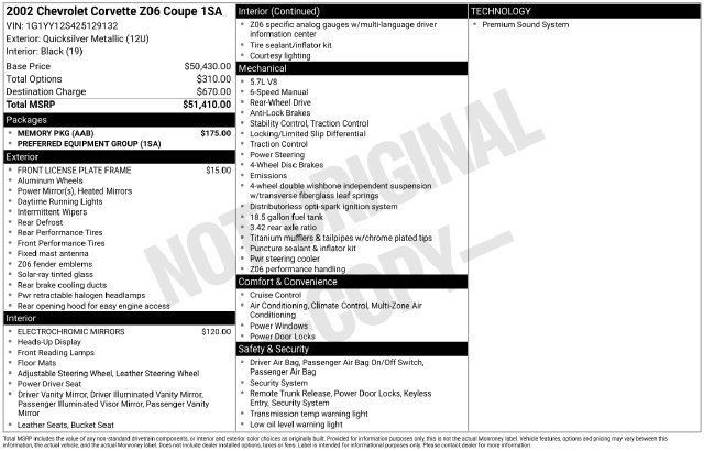 Used 2002 Chevrolet Corvette Z06 w/ Memory Pkg RWD image 12