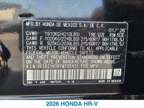 Certified 2026 Honda HR-V LX image 26