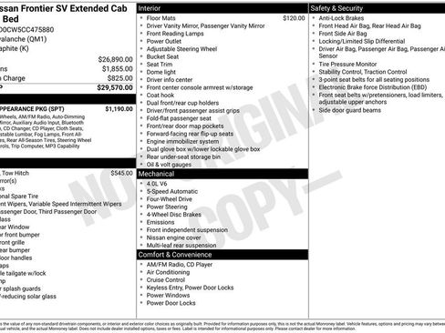 Used 2012 Nissan Frontier SV w/ Sport Appearance Pkg AWD/4WD image 3