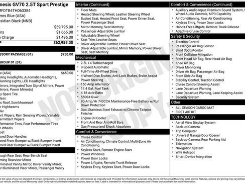 New 2026 Genesis GV70 2.5T Sport Prestige w/ G1 Accessory Package AWD/4WD image 8