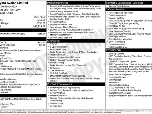 Used 2020 Toyota Avalon Limited w/ All Weather Liner Package FWD image 33