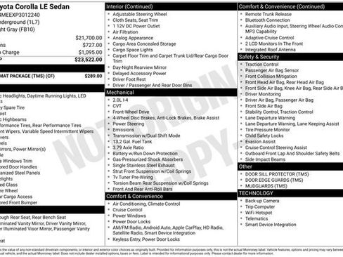 Used 2023 Toyota Corolla LE w/ Carpet Mat Package (TMS) FWD image 25