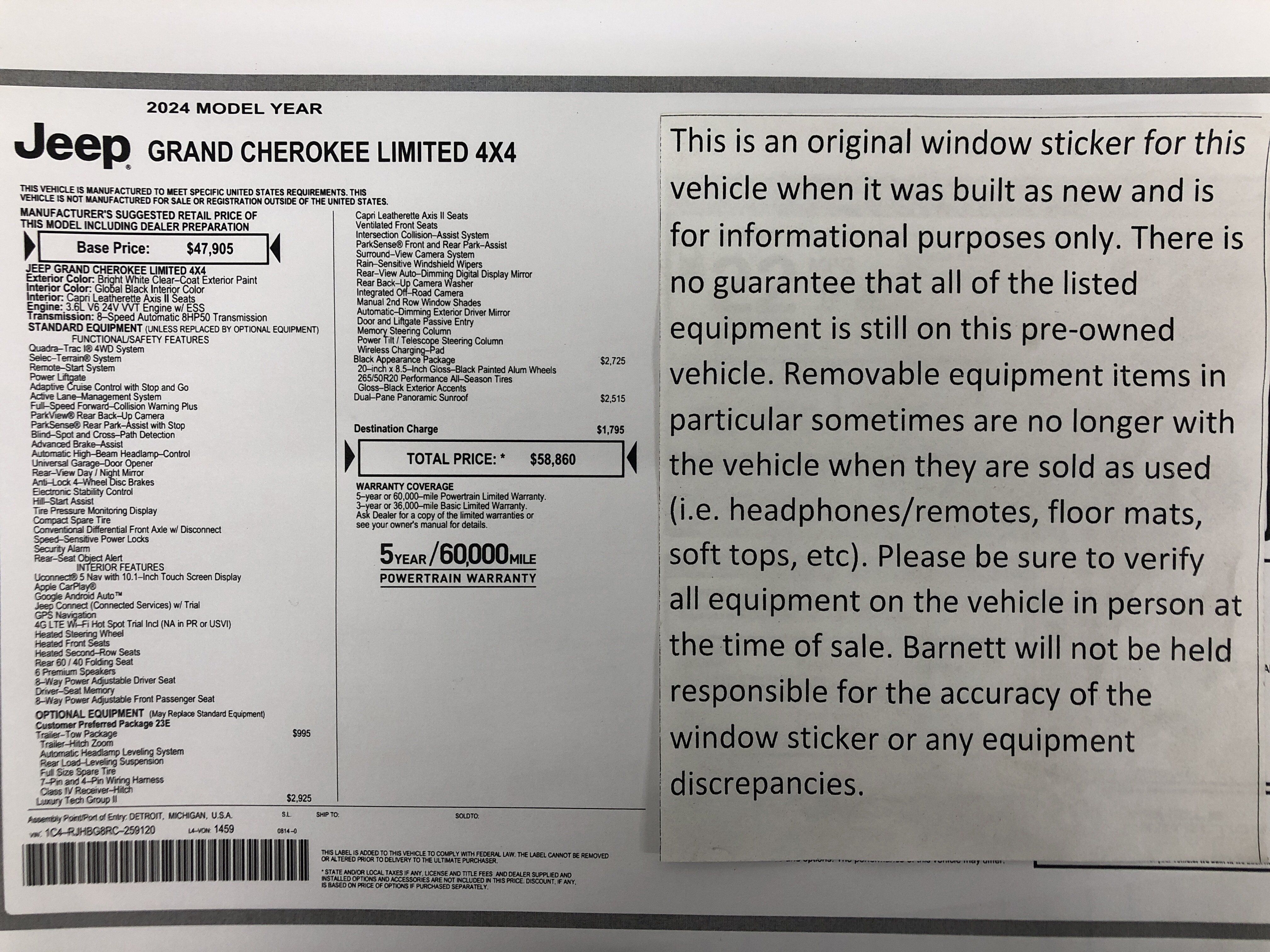 Certified 2024 Jeep Grand Cherokee Limited w/ Luxury Tech Group II AWD/4WD image 2