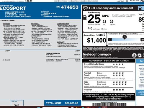Used 2022 Ford EcoSport SE AWD/4WD image 4