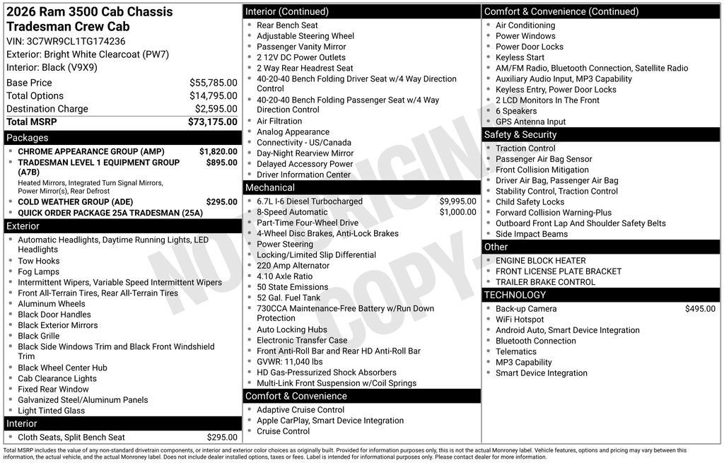 New 2026 RAM 3500 Tradesman w/ Chrome Appearance Group AWD/4WD image 18