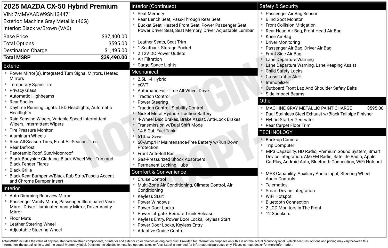 Certified 2025 MAZDA CX-50 AWD 2.5 Hybrid w/ Premium Pkg image 24