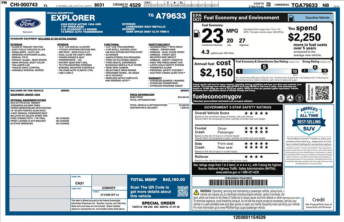 Used 2026 Ford Explorer Active AWD/4WD image 2