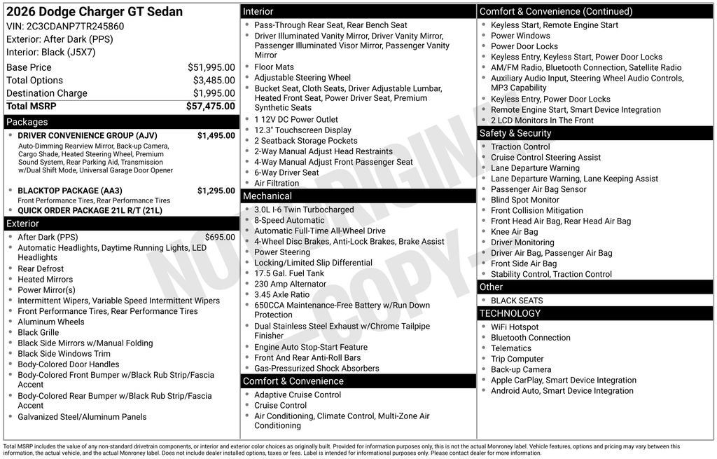 New 2026 Dodge Charger R/T w/ Driver Convenience Group AWD/4WD image 6