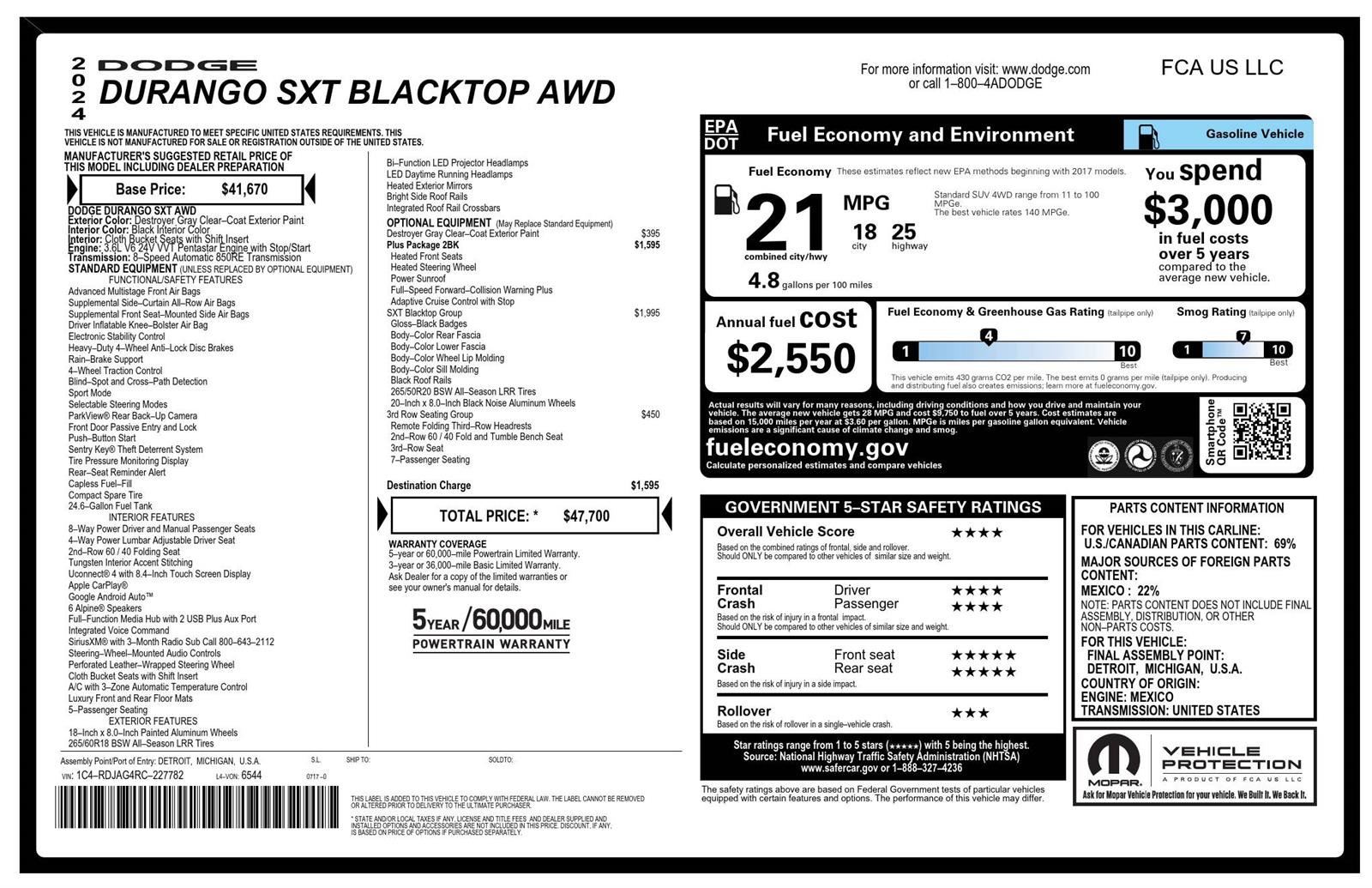 Used 2024 Dodge Durango SXT w/ SXT Blacktop Group AWD/4WD image 4