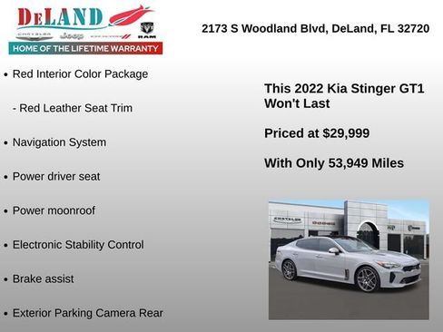 Used 2022 Kia Stinger GT1 w/ Red Interior Color Package RWD image 6