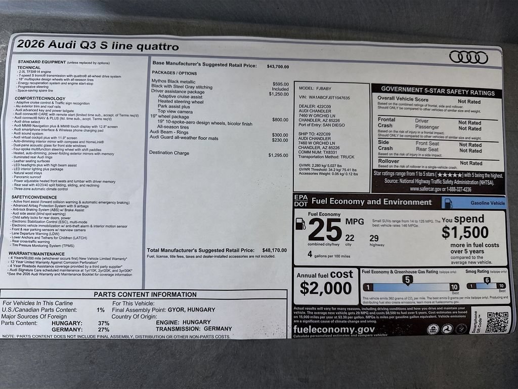 Used 2026 Audi Q3 quattro 2.0T w/ Driver Assistance Package AWD/4WD image 9