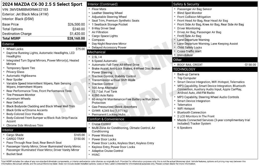 Used 2024 MAZDA CX-30 AWD 2.5 S w/ Select Sport Pkg image 8
