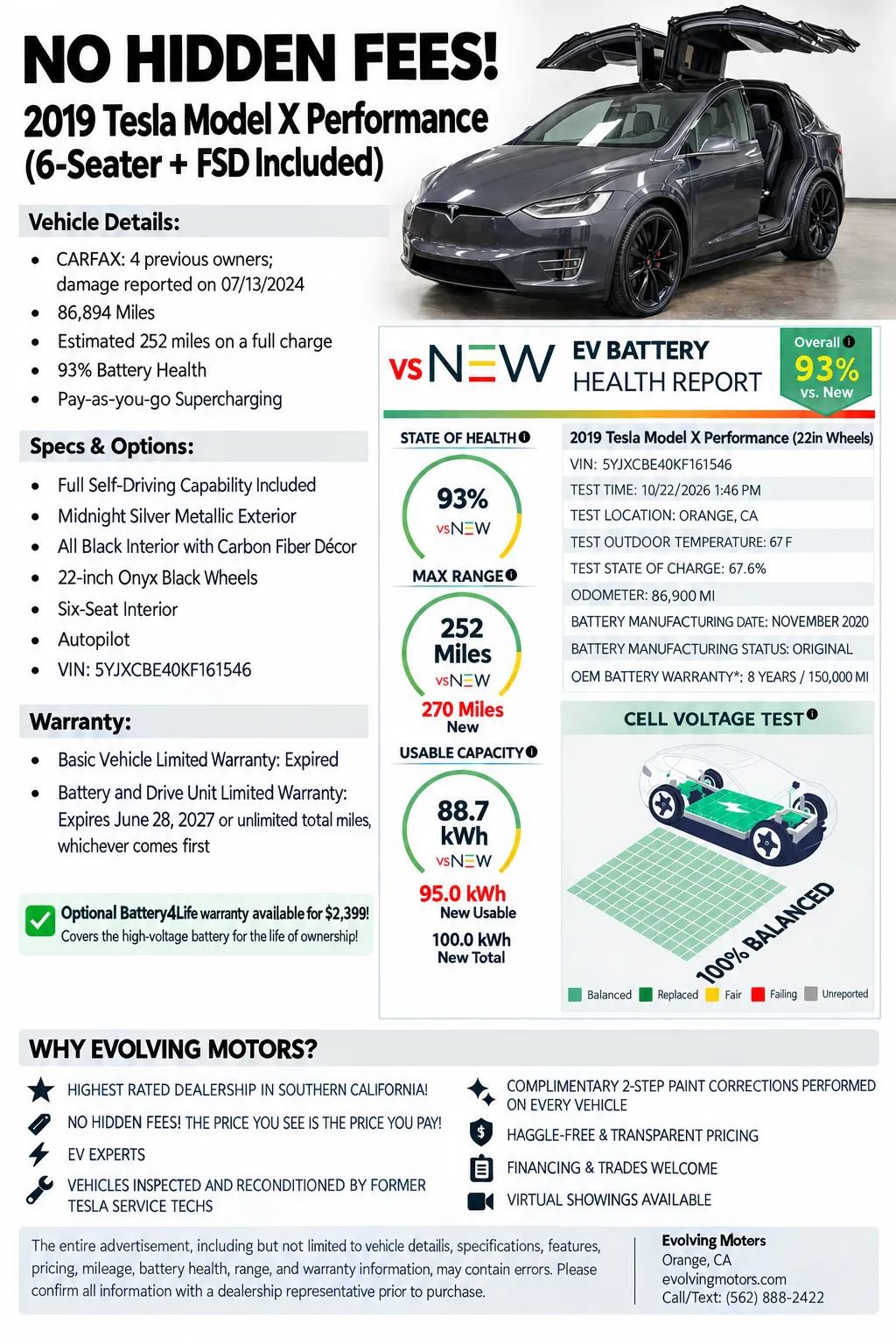 Used 2019 Tesla Model X Performance AWD/4WD image 2