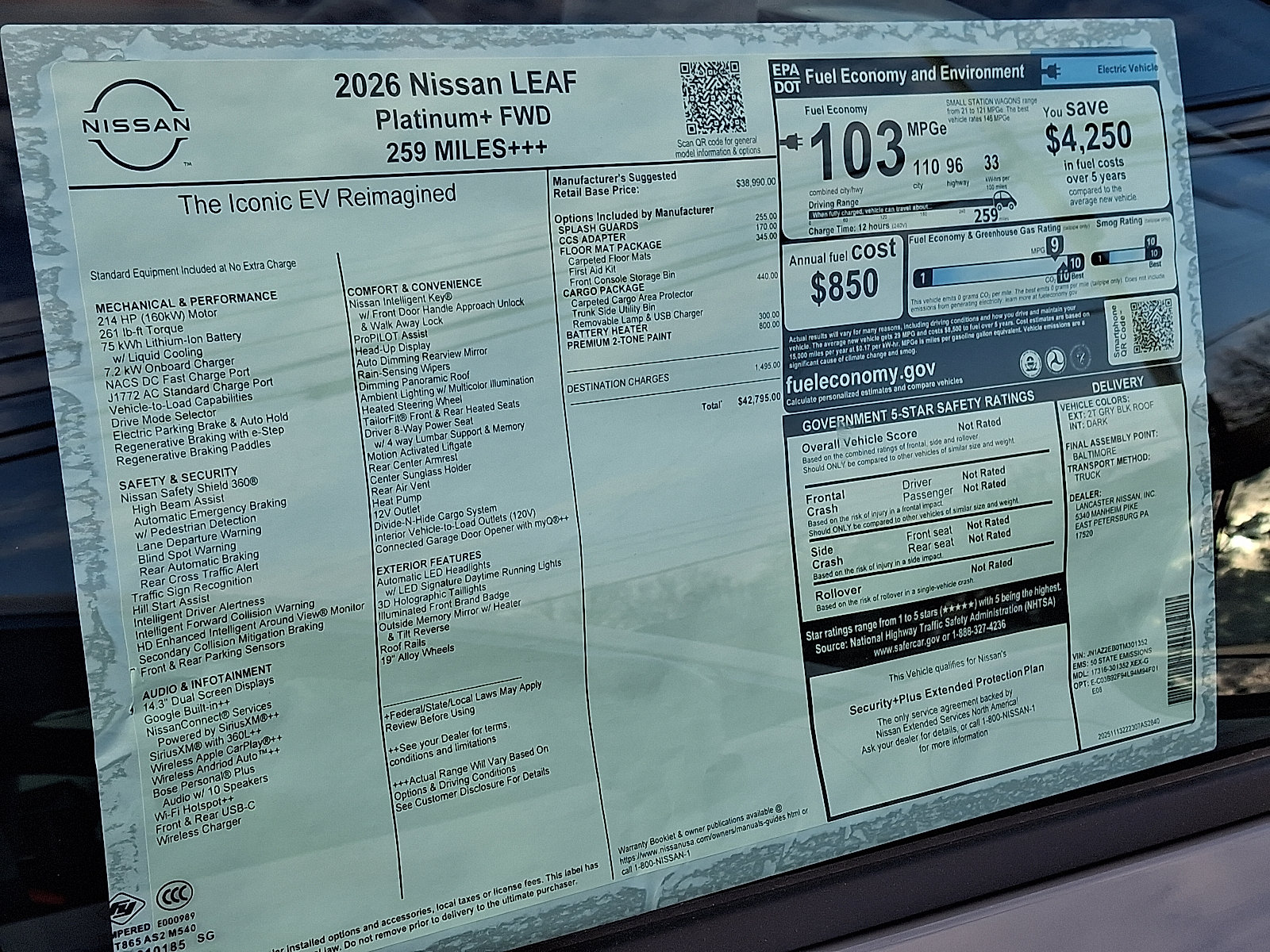 New 2026 Nissan Leaf Platinum+ w/ Cargo Package (Platinum+) FWD image 5