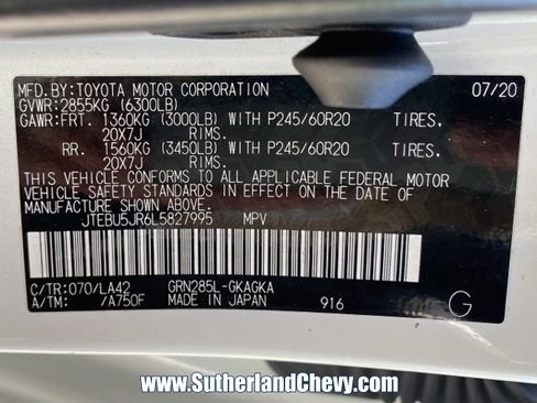 Used 2020 Toyota 4Runner Limited image 48