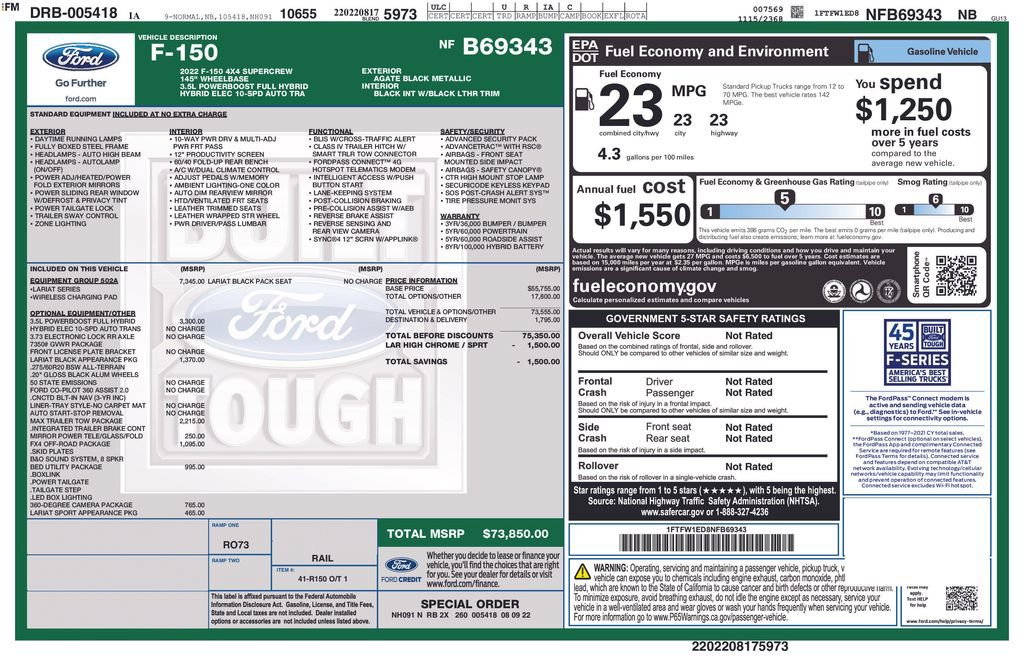 Used 2022 Ford F150 Lariat w/ Equipment Group 502A High AWD/4WD image 10