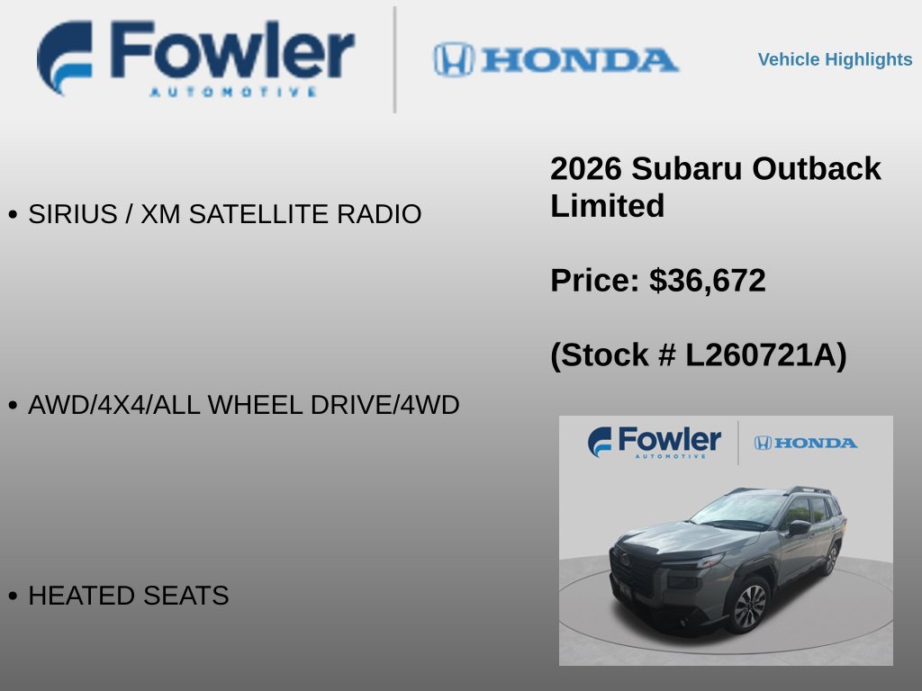 Used 2026 Subaru Outback Limited w/ Premium/Limited Package AWD/4WD image 12