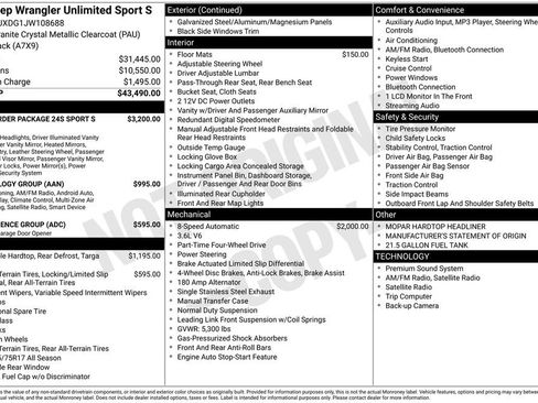 Used 2018 Jeep Wrangler Unlimited Sport S image 2