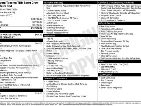 Certified 2023 Toyota Tacoma TRD Sport w/ Black Out Package (TMS) image 13