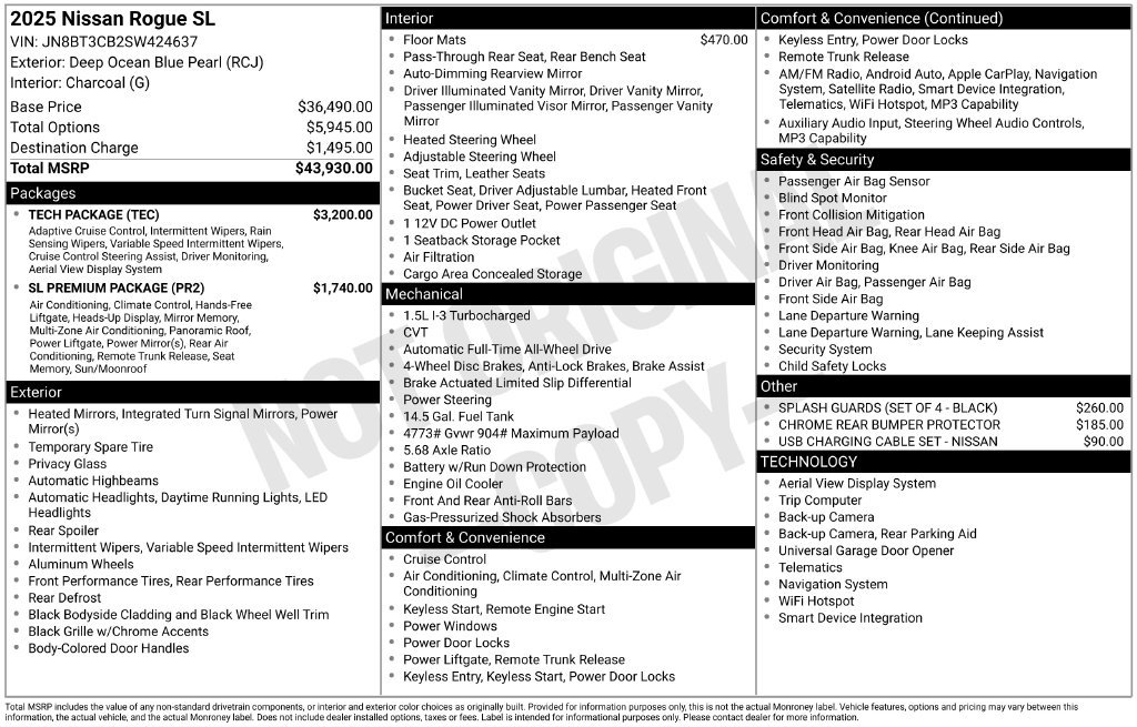 Certified 2025 Nissan Rogue SL w/ Tech Package AWD/4WD image 35