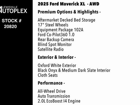 Used 2025 Ford Maverick XL w/ Equipment Group 102A image 2