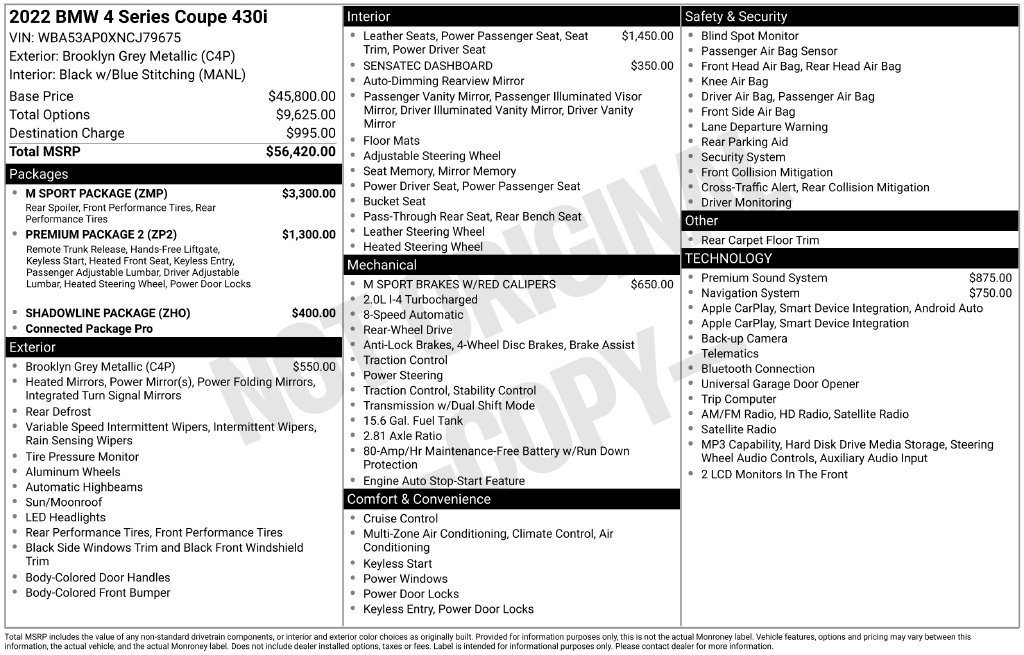 Used 2022 BMW 430i Coupe w/ M Sport Package RWD image 5