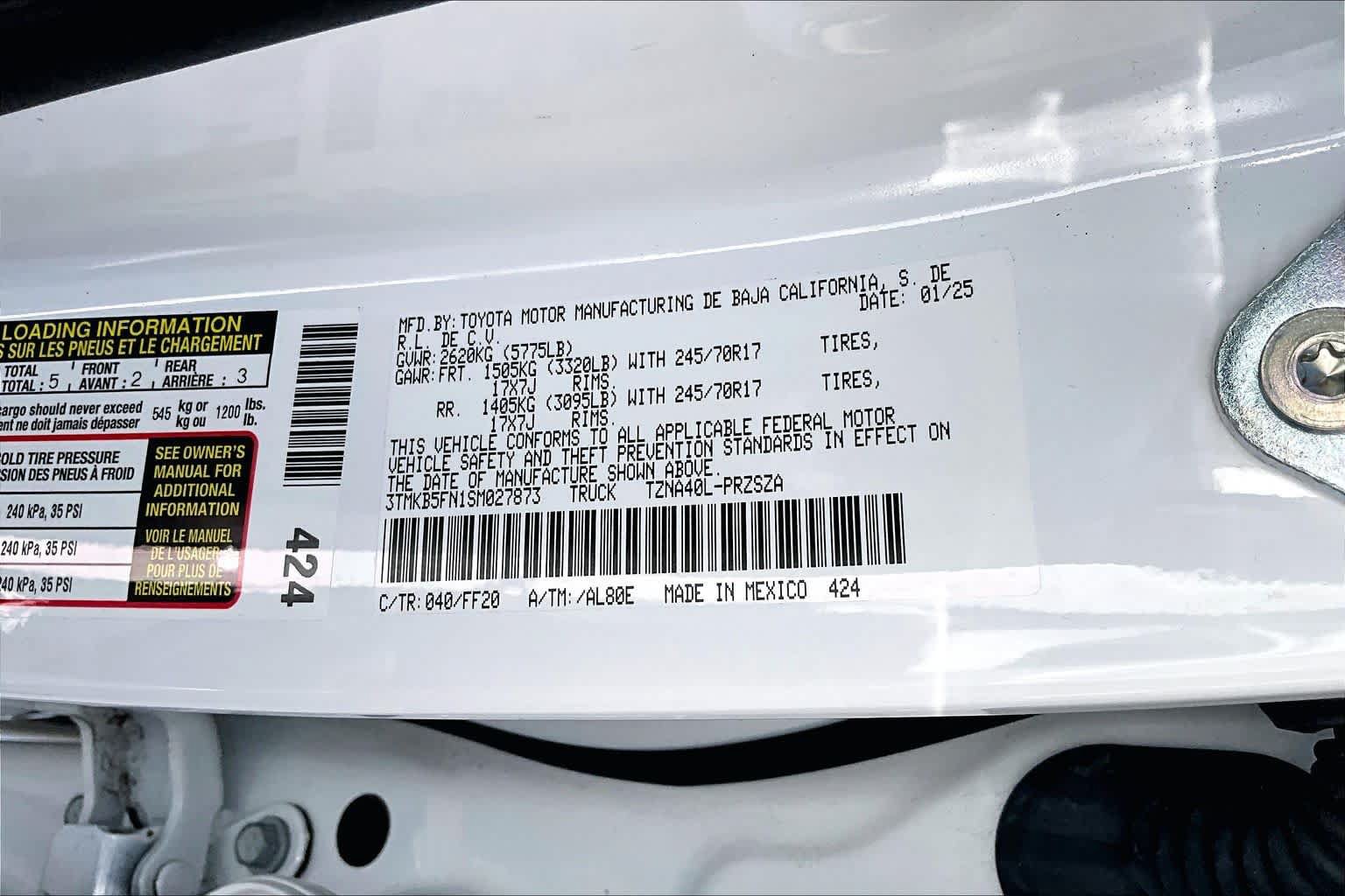 Certified 2025 Toyota Tacoma SR5 RWD image 34