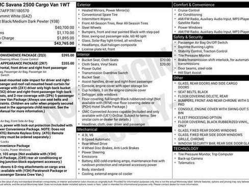 Used 2024 GMC Savana 2500 w/ Driver Convenience Package RWD image 13