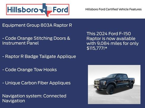 Certified 2024 Ford F150 Raptor w/ Equipment Group 803A Raptor R image 13