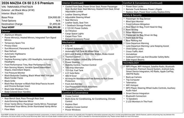 Used 2026 MAZDA CX-50 AWD 2.5 S w/ Premium Package image 47