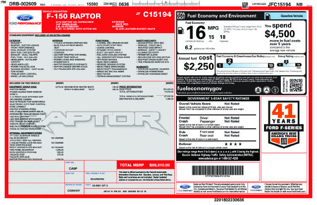 Certified 2018 Ford F150 Raptor w/ Equipment Group 802A Luxury AWD/4WD image 38