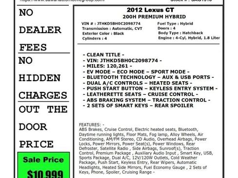 Used 2012 Lexus CT 200h Premium FWD image 26