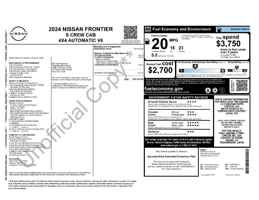 Used 2024 Nissan Frontier S w/ S Utility Package AWD/4WD image 13