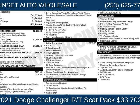 Used 2021 Dodge Challenger R/T Scat Pack w/ Dynamics Package RWD image 45