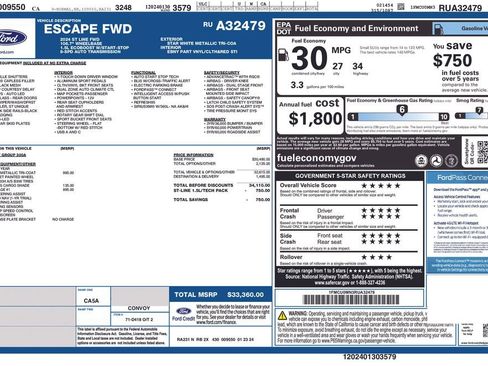 Used 2024 Ford Escape ST-Line w/ Tech Pack #1 image 2