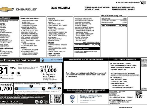 Used 2025 Chevrolet Malibu LT FWD image 2