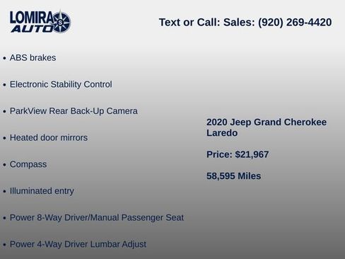 Used 2020 Jeep Grand Cherokee Laredo AWD/4WD image 8