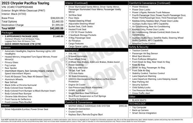 Used 2023 Chrysler Pacifica Touring w/ S Appearance Package FWD image 32