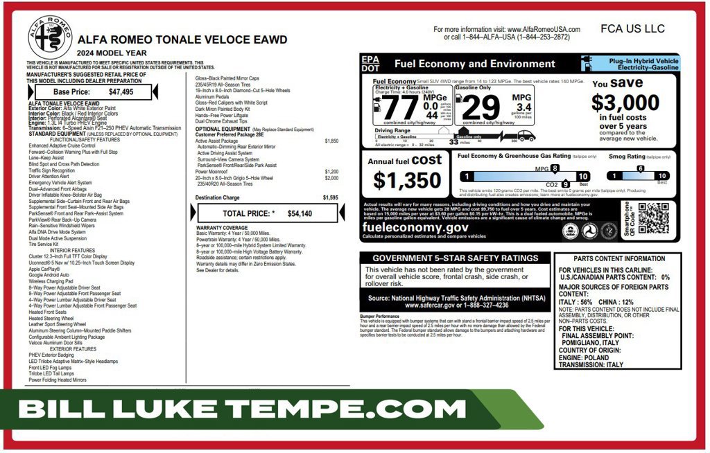 Used 2024 Alfa Romeo Tonale Ti w/ Active Assist Package AWD/4WD image 1
