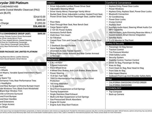 Used 2017 Chrysler 200 Limited Platinum w/ Comfort & Convenience Group image 2