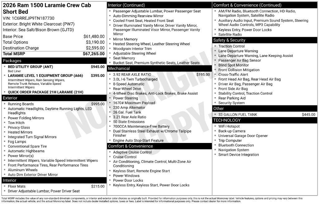 Used 2026 RAM 1500 Laramie w/ Bed Utility Group RWD image 8