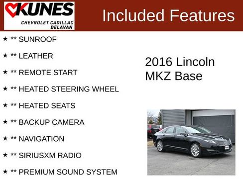 Used 2016 Lincoln MKZ AWD w/ Equipment Group 300A Reserve image 3