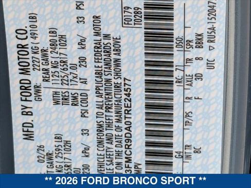 New 2026 Ford Bronco Sport Badlands w/ Badlands Tech Package AWD/4WD image 22