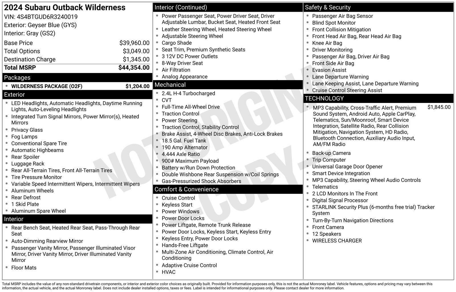 Certified 2024 Subaru Outback Wilderness w/ Wilderness Package AWD/4WD image 33